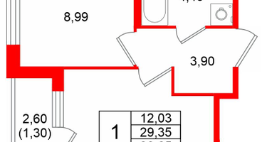 1-к. квартира, 30 м²