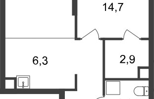 2-к. квартира, 54 м²