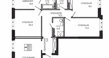 4-к. квартира, 130&nbsp;м²