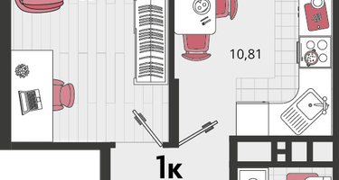 1-к. квартира, 39&nbsp;м²