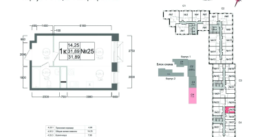 1-к. квартира, 31&nbsp;м²
