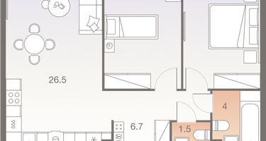 3-к. квартира, 66 м²
