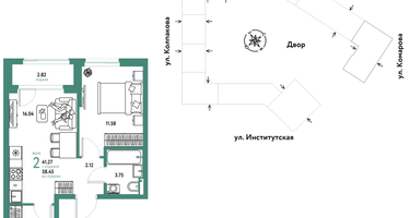 Студия, 41 м²