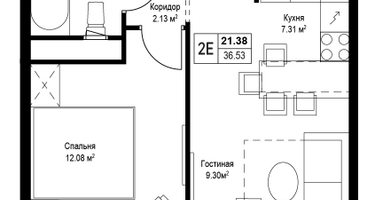 2-к. квартира, 36&nbsp;м²