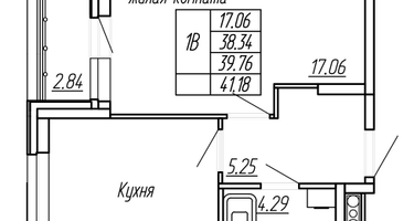 1-к. квартира, 39&nbsp;м²
