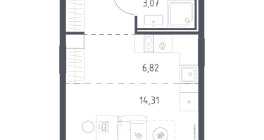 Студия, 28&nbsp;м²