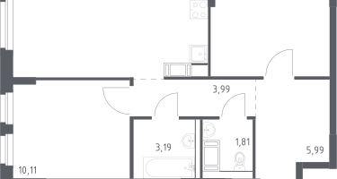 2-к. квартира, 53&nbsp;м²