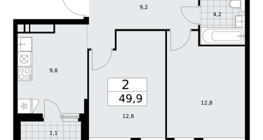 2-к. квартира, 49&nbsp;м²
