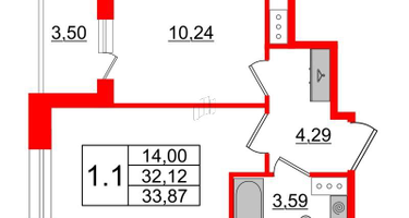 1-к. квартира, 32&nbsp;м²