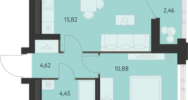 1-к. квартира, 37&nbsp;м²