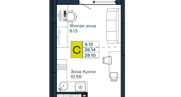 Студия, 28 м²