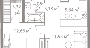 1-к. квартира, 43&nbsp;м²