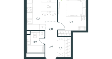 1-к. квартира, 34&nbsp;м²