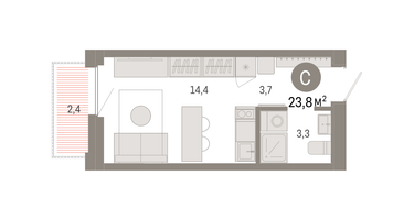Студия, 23&nbsp;м²