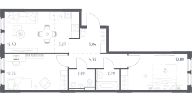 Студия, 60&nbsp;м²