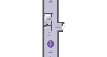 2-к. квартира, 51 м²