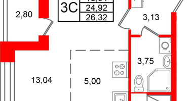 Студия, 24 м²