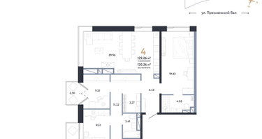 4-к. квартира, 129 м²