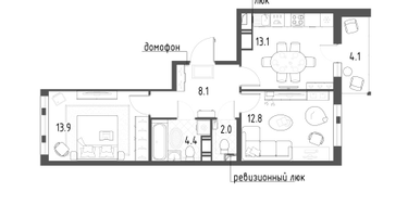 2-к. квартира, 56&nbsp;м²