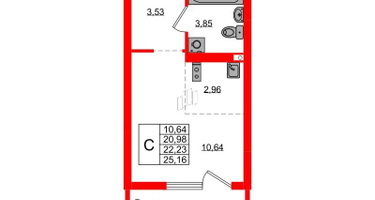 Студия, 22&nbsp;м²
