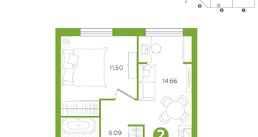 2-к. квартира, 36&nbsp;м²