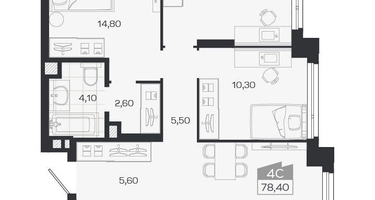 4-к. квартира, 78&nbsp;м²