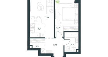 2-к. квартира, 41&nbsp;м²