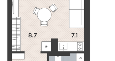 1-к. квартира, 27&nbsp;м²