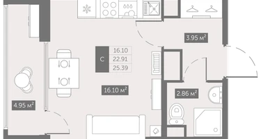 Студия, 25&nbsp;м²