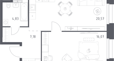 1-к. квартира, 48&nbsp;м²
