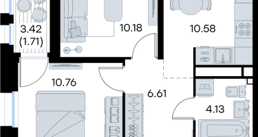 2-к. квартира, 43&nbsp;м²