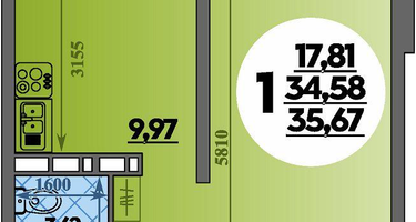1-к. квартира, 35&nbsp;м²