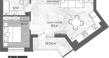 1-к. квартира, 47&nbsp;м²