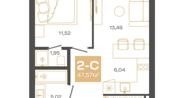 2-к. квартира, 47 м²