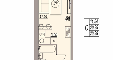 Студия, 20&nbsp;м²