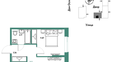 2-к. квартира, 42&nbsp;м²