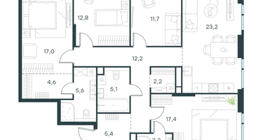 4-к. квартира, 120 м²