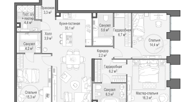 4-к. квартира, 119 м²