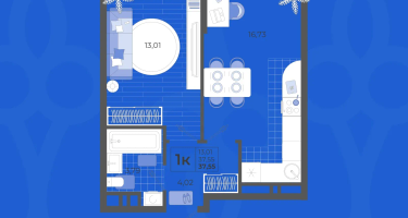 1-к. квартира, 37&nbsp;м²