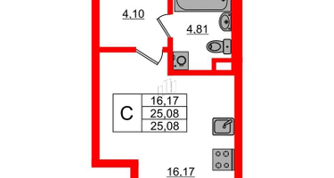 Студия, 25&nbsp;м²