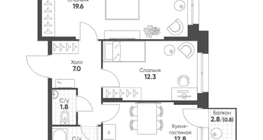 2-к. квартира, 58&nbsp;м²