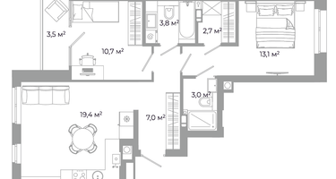 2-к. квартира, 62 м²