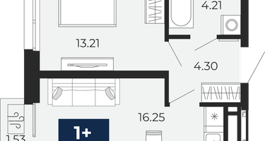 1-к. квартира, 37&nbsp;м²