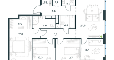 4-к. квартира, 113&nbsp;м²