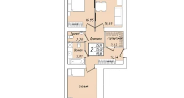 2-к. квартира, 91&nbsp;м²