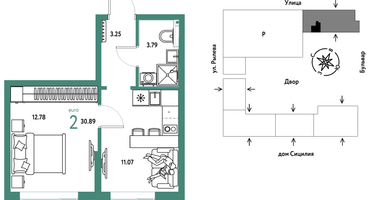 2-к. квартира, 30&nbsp;м²