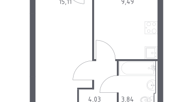 1-к. квартира, 33&nbsp;м²