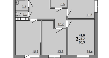 3-к. квартира, 80&nbsp;м²
