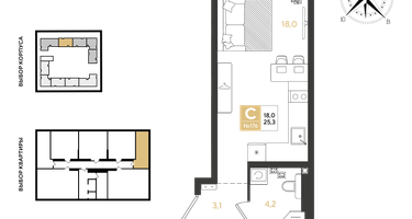 Студия, 25 м²