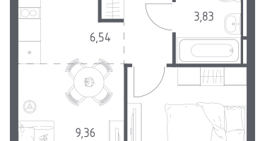Студия, 34&nbsp;м²